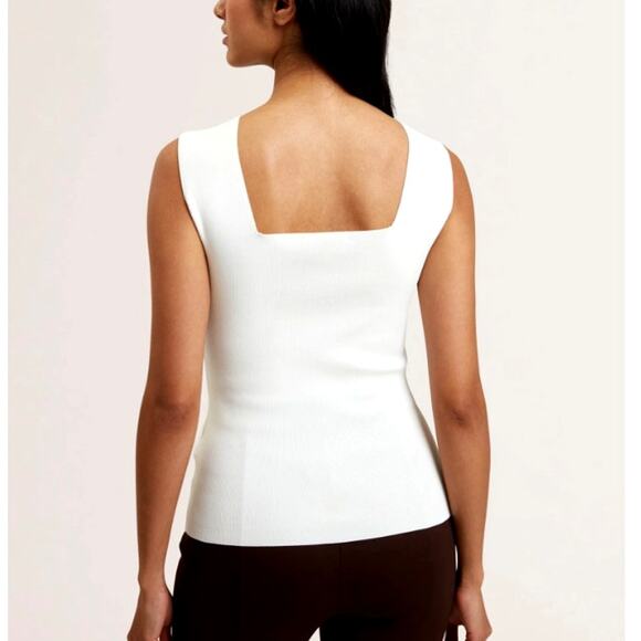 Ted Baker Ivory Square Neck Sleeveless Knit Top Size US 8 - Picture 2 of 9
